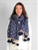 Cashmere Feeling Polka-dot Scarf with Pom Pom 